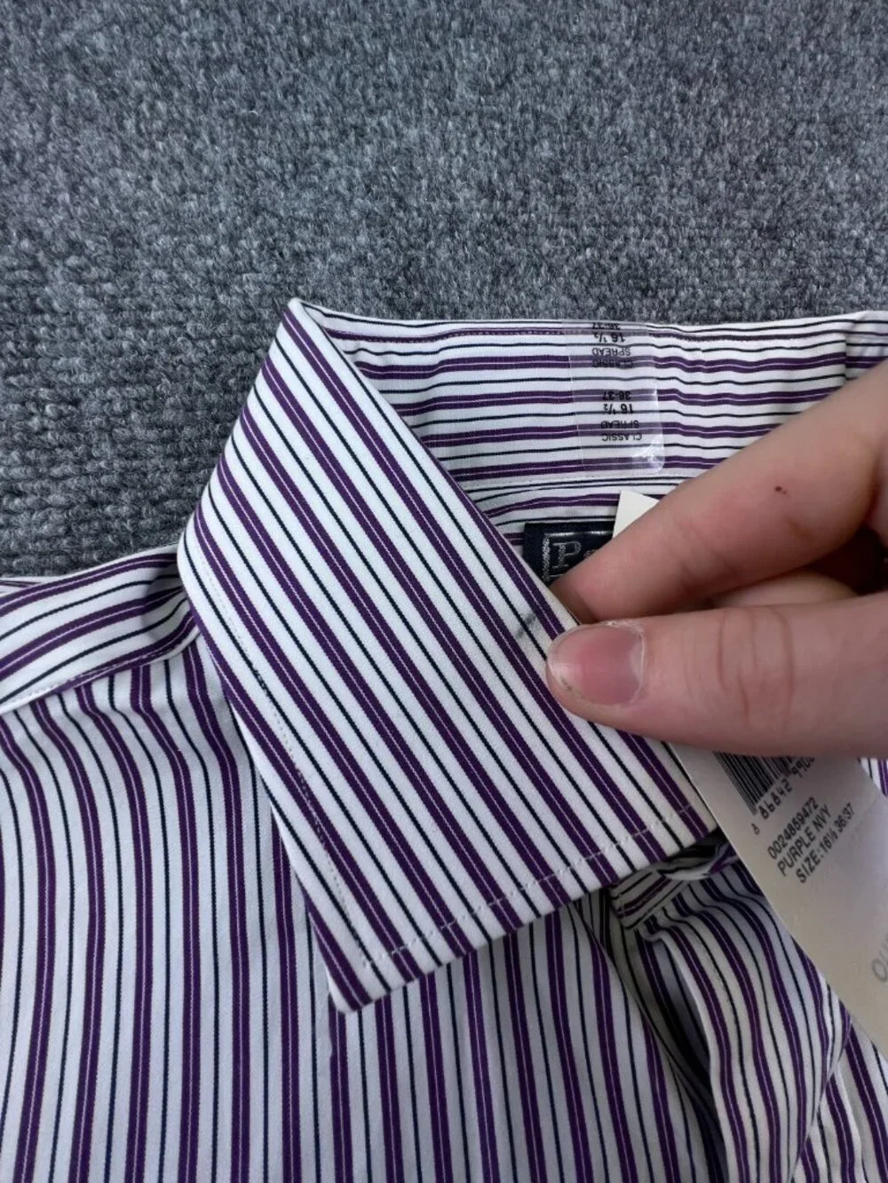 Polo Ralph Lauren Button Up Purple Striped Regent Classic Fit NWT 16.5 36/37